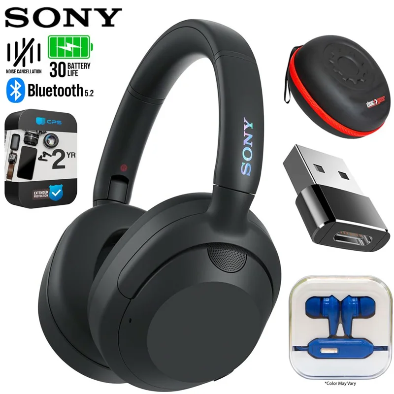 Sony ULT WEAR Wireless Noise Canceling Headphones, Black w/ 2YR Warranty Bundle