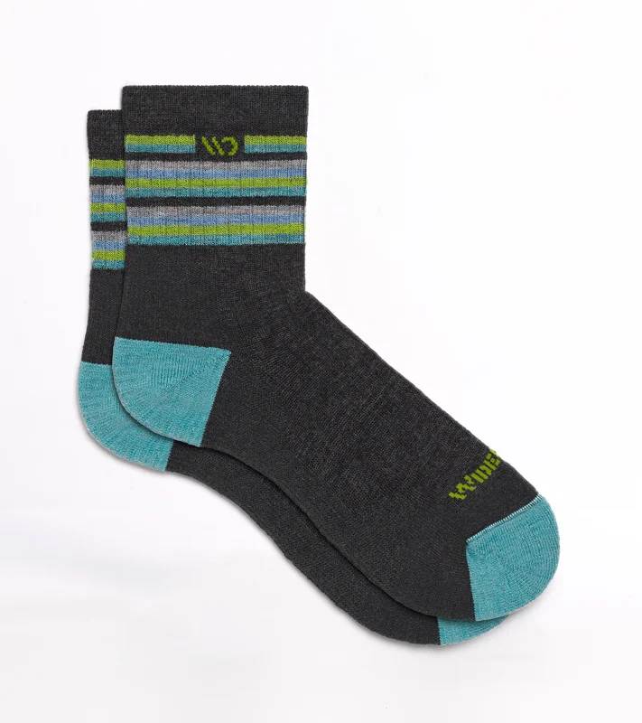 Wide Open Multi Stripe Midweight Micro Crew Sock - Women's - CHARCOAL / SM