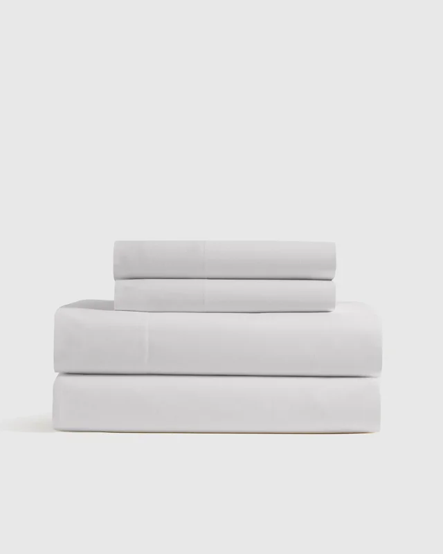 Organic Crisp Percale Sheet Set in White