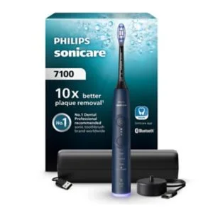 Philips Sonicare Series 7100 Rechargeable Electric Toothbrush, Navy Blue with Charging Travel Case & App, HX7423/09