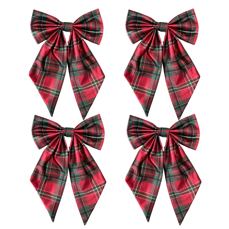 Small Red Tartan Bow (Set of 4)