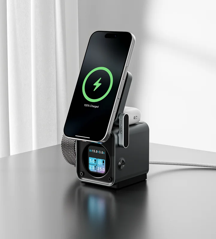 KUXIU D5 Qi2.2 25W 3-in-1 Wireless Charging Station