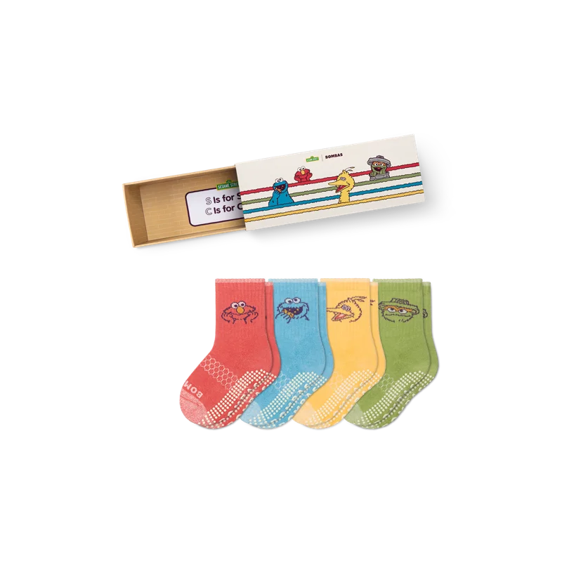 Sesame Street | Bombas Junior Gripper Calf Sock 4-Pack Gift Box
