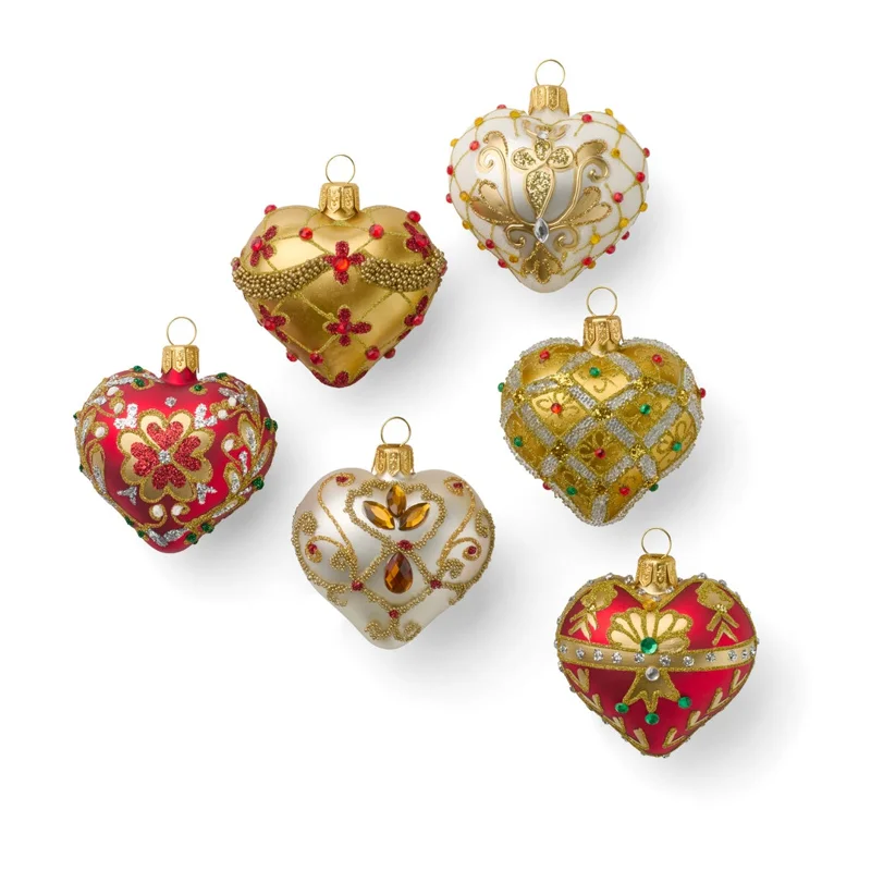 Mini Hearts Ornaments, Set of 6