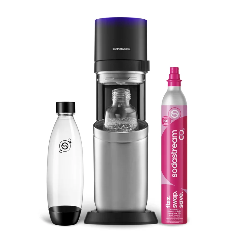 SodaStream E-Duo Sparkling Water Maker Black — 60L CO2, 1L BPA-Free Bottle & 1L Glass Bottle