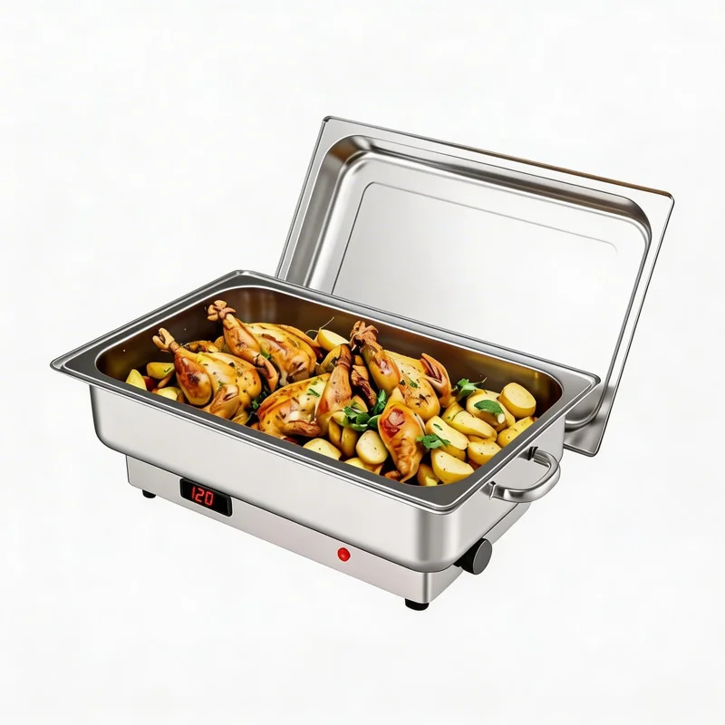 Deals Garvee 9QT Electric Chafing Dish Buffet Server, Stainless Steel Food Warmer - Digital Temperature Control Display - Portable Warming Tray for Parties & Catering - Includes 1/1 Food Pan