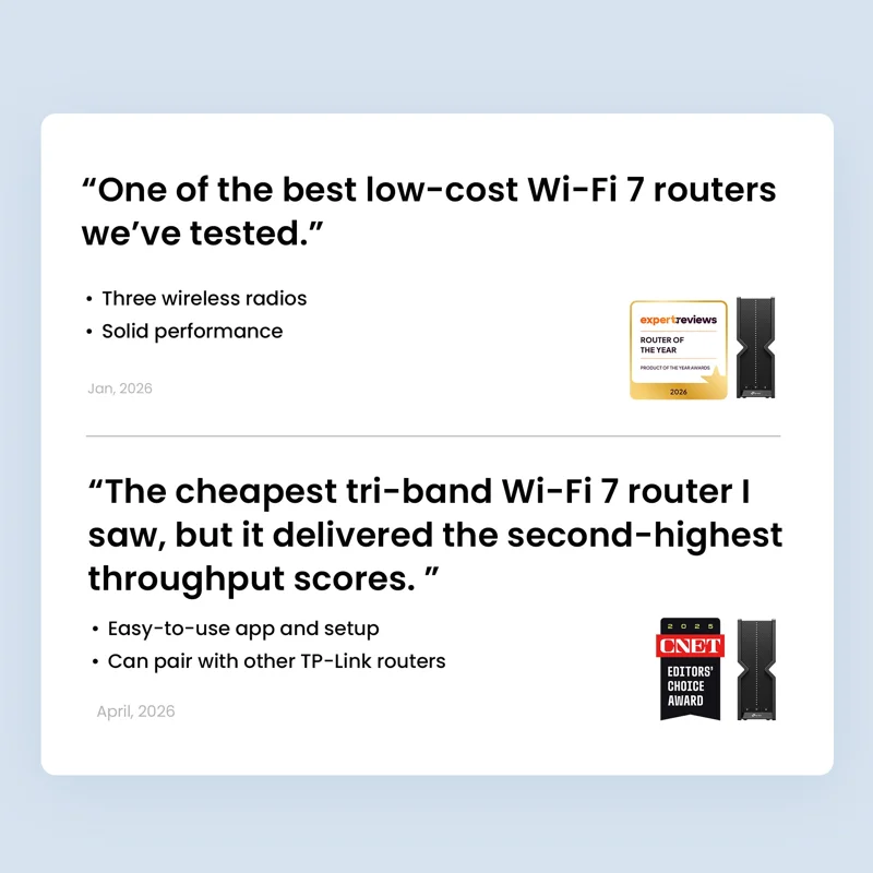 TP-Link Archer BE550 BE9300 Tri-Band Wi-Fi 7 Router