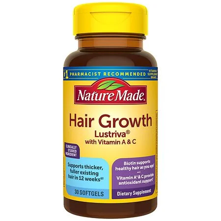 Nature Made Hair Growth Softgels Lustriva Biotin Vitamin C & A, 30 Count