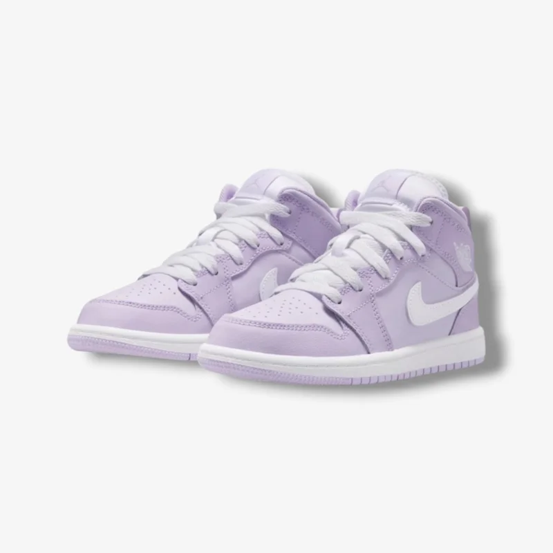 Jordan 1 Mid PS Violet Mist White Barely Grape Pre School DQ8424-502
