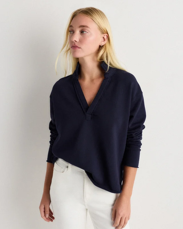 Organic French Terry Henley in Deep Navy, Size L