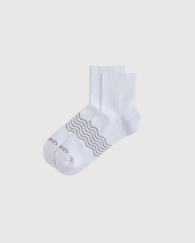 Everyday Cotton Solid Quarter Sock in White, Size L