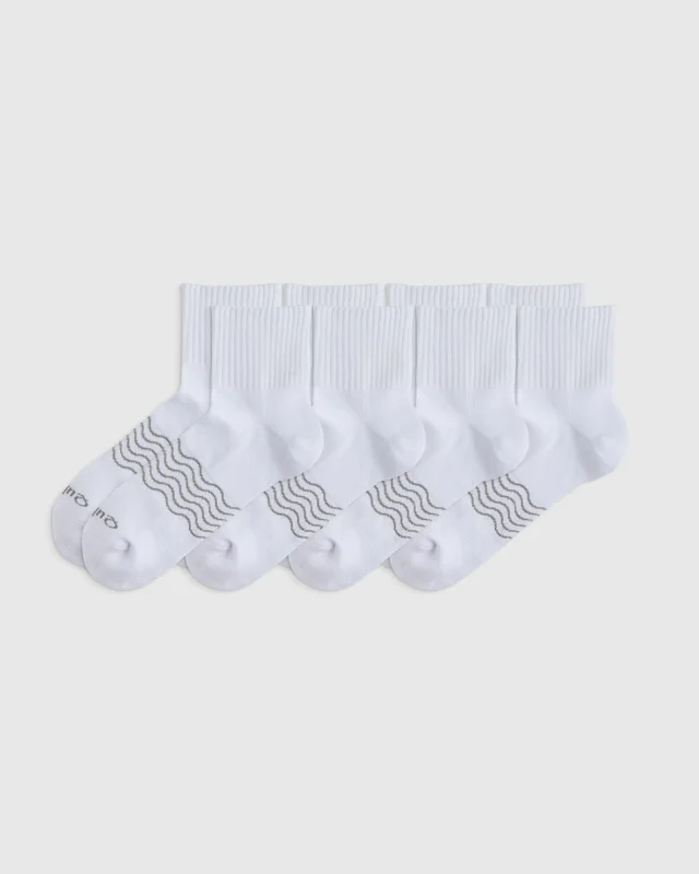 Everyday Cotton Solid Quarter Socks (4-Pack) in White, Size L