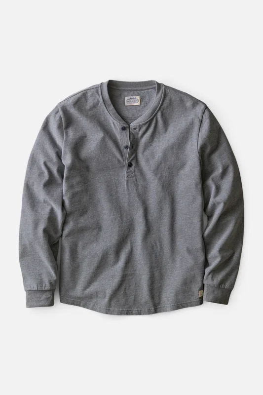 Luxe Jersey Henley in Heather Grey