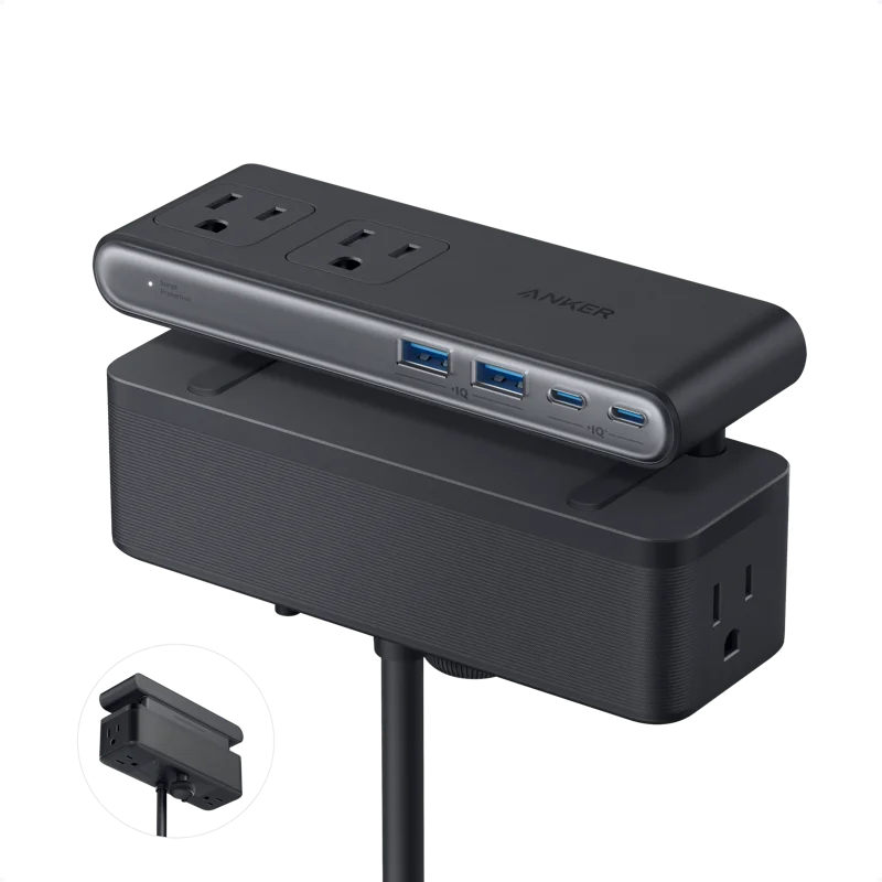 Anker Nano Power Strip (10-in-1, 70W, Clamp) - Black