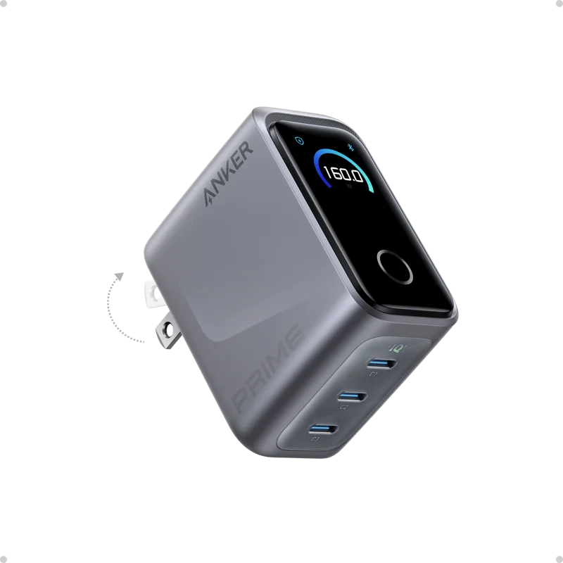 Anker Prime Charger (160W, 3 Ports, Smart Display)