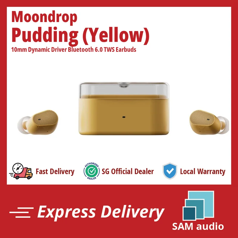 [🎶SG] MOONDROP PUDDING - 10mm Dynamic Driver Bluetooth 6.0 TWS Earbuds