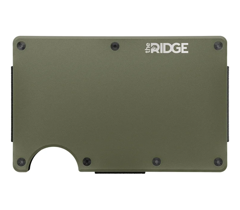 Aluminum Matte Olive Minimalist Wallet with Cash Strap