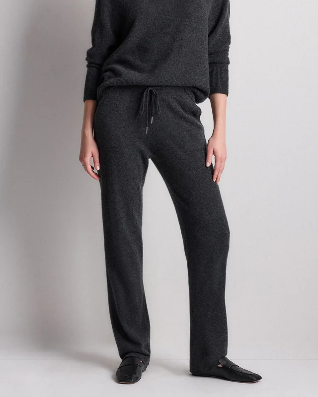 Cashmere Straight Leg Pants in Heather Charcoal, Size S
