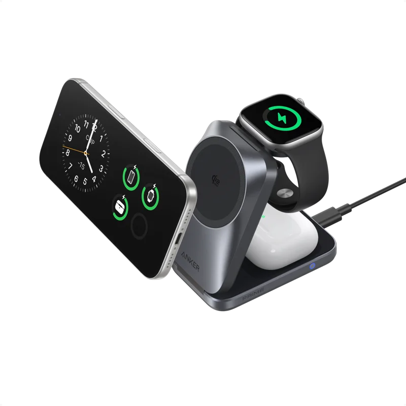 Anker Prime Wireless Charging Station (3-in-1, MagGo, AirCool, Foldable) - Phantom Gray