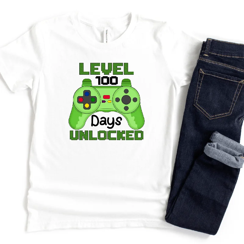 Level 100 Days Unlocked Gamer Kids T-Shirt - 2T / White
