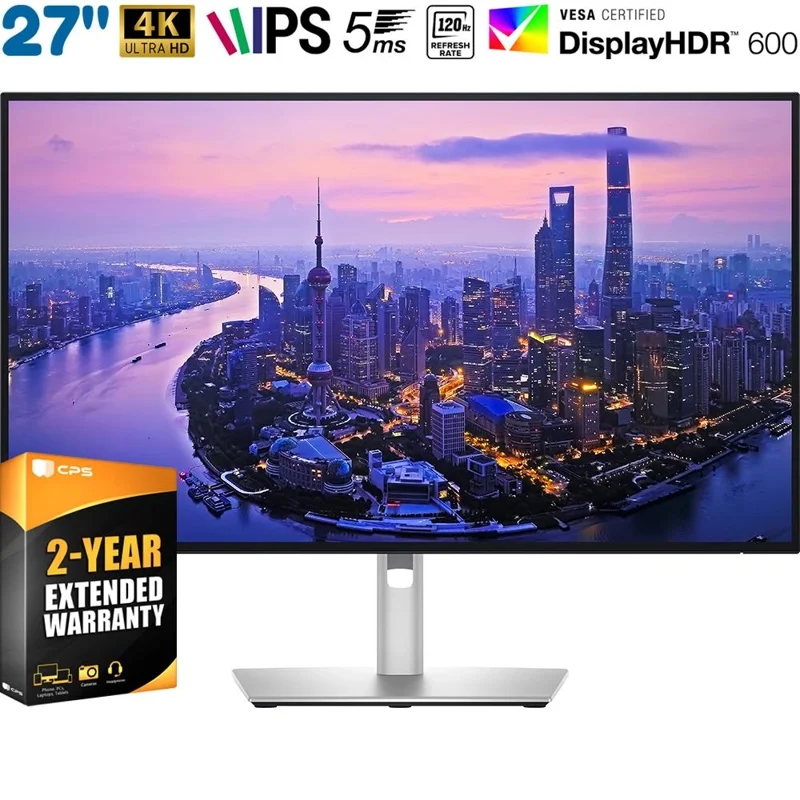 Dell UltraSharp 27" 4K UHD IPS Black Thunderbolt Hub Monitor w/ 2 YR Warranty Bundle