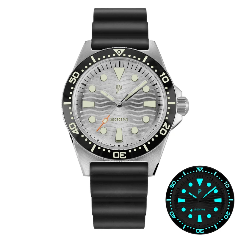 PH-5B skin diver watches with fkm strap (silver dial)