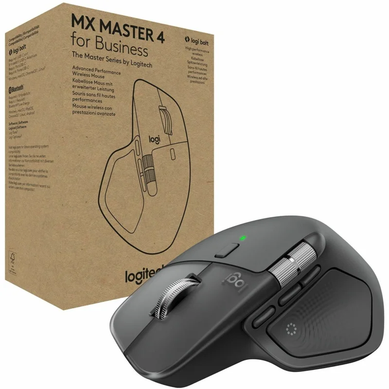 Logitech MX Master 4 for Business, Wireless Mouse with Quiet Clicks, 8K DPI, MagSpeed Scrolling, Logi Bolt Receiver, Graphite