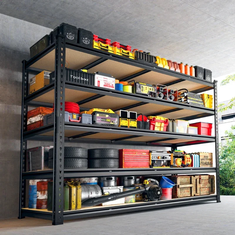 REIBII 60″W x 24″D Heavy Duty Garage Shelves, Adjustable Storage Rack for Large Bins, Tools, Basement, Warehouse, Workshop &amp; Commercial - 60″W x 24″D x 72″H