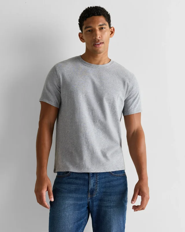 100% Organic Cotton Slub Crewneck Tee in Heather Grey, Size M