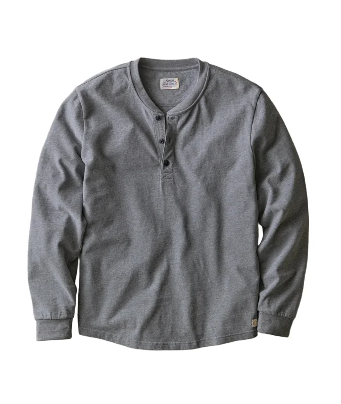 Marine Layer LS Luxe Jersey Henley in Heather Grey