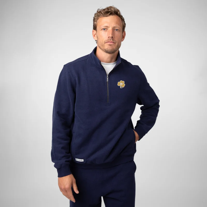 Ready Collegiate Half-Zip - Notre Dame | Heather - Indigo Blue - ND 3 WHITE