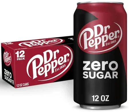 Dr Pepper Zero Sugar Soda Pop, 12 fl oz, 12 Pack Cans