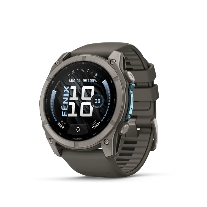 Garmin Fenix 9 AMOLED, (51mm), Titanium w/ Gray Silicone Band (010-04763-00)