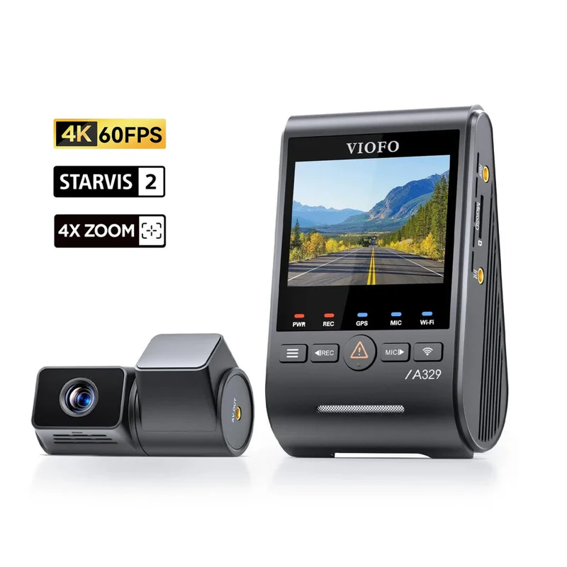 VIOFO A329T 2CH 4K 60FPS+2K Telephoto Camera with 4xOptical Zoom and Sony STARVIS 2 Sensor HDR, Support SSD Storage, Multiplex Video, Low Power Impact Detection, Hybrid Parking Recording