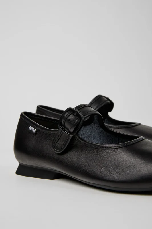 Camper Casi Myra Black Leather Ballerinas for Women