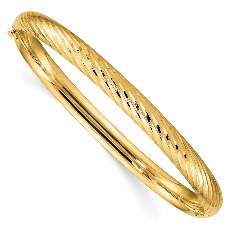 14k Yellow Gold 4/16 Textured Hinged Bangle