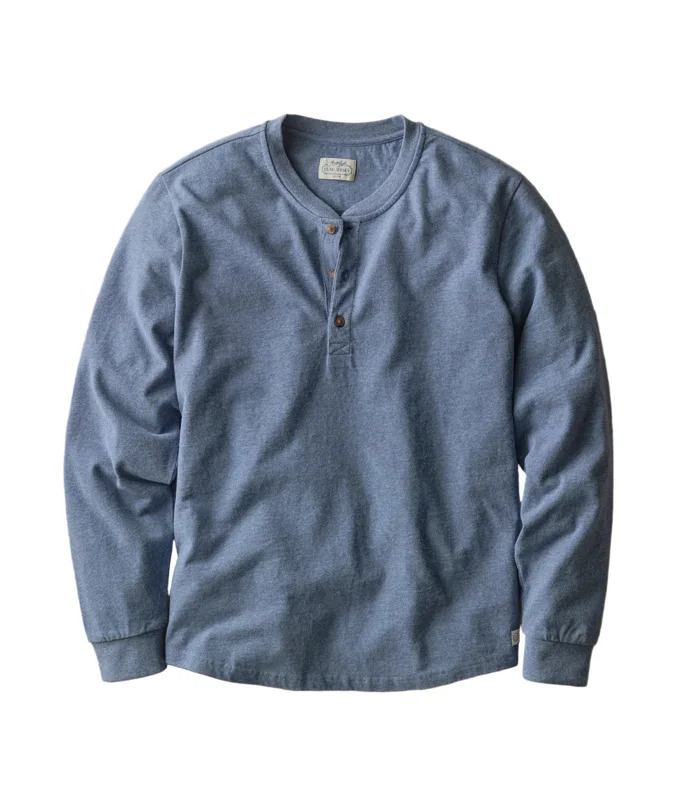 Marine Layer LS Luxe Jersey Henley in Collegiate Blue Heather