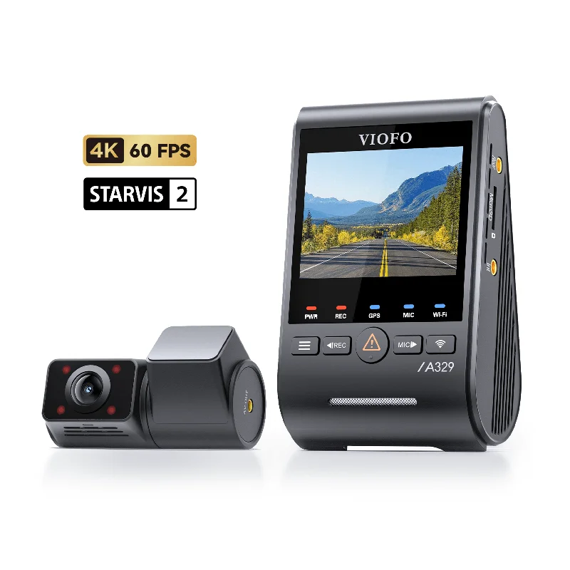 VIOFO A329S 2CH IR Front & Interior Dash Cam, 4K 60FPS Front + 2K Fisheye Cabin, HDR Car DVR with Sony STARVIS 2 Sensor, Support External SSD Storage