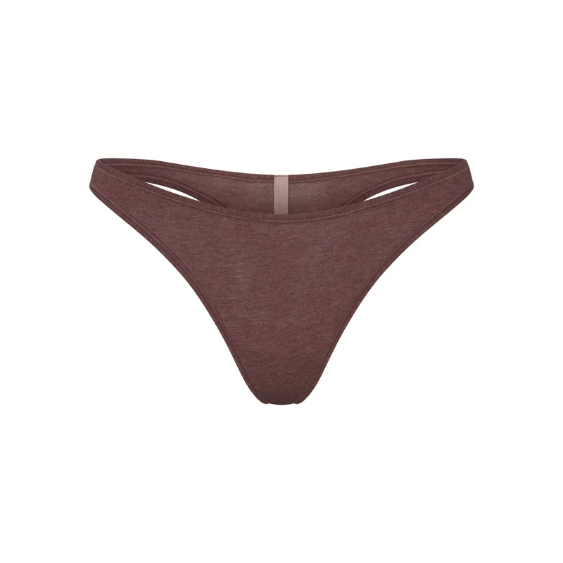 EVERYDAY COTTON THONG | COCOA HEATHER | XXS