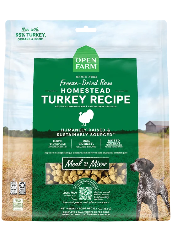 Open Farm Homestead Turkey Recipe Freeze Dried Raw Dog Food - 3.5oz Bag