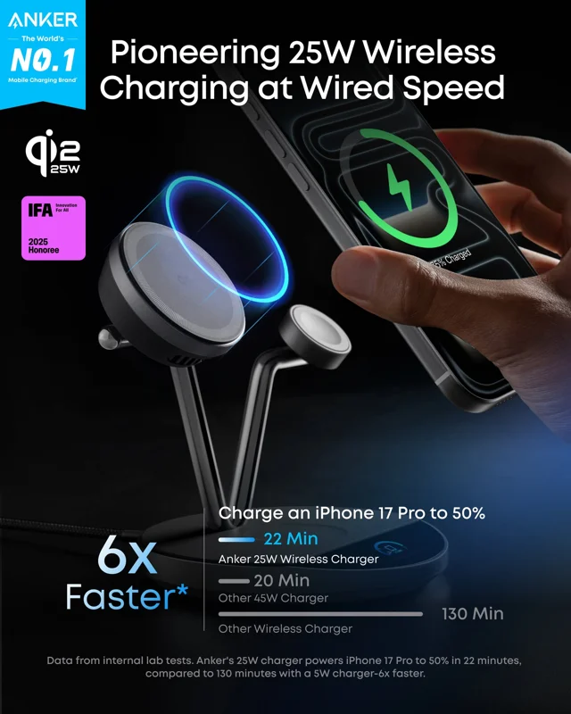 Anker Prime Wireless Charging Station (3-in-1, MagGo, AirCool, Dock Stand)