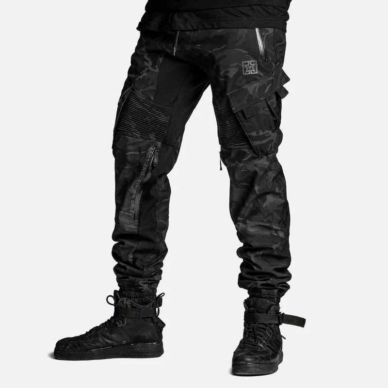 Unit 16™ Armoured Softshell Cargo Motorcycle Joggers {Black Camo}