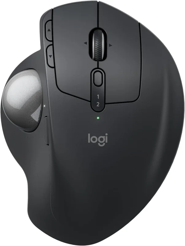 Logitech MX Ergo S Advanced Wireless Trackball Mouse, USB-C Rechargeable Wireless Ergonomic Mouse with Bluetooth and Encrypted Dongle, 6 Programmable Buttons, for PC/Mac - Graphite