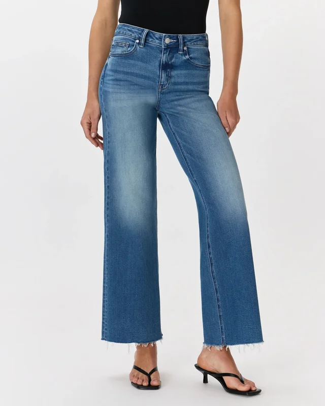 Bella Stretch Wide Leg Jeans in Twilight Blue Fray