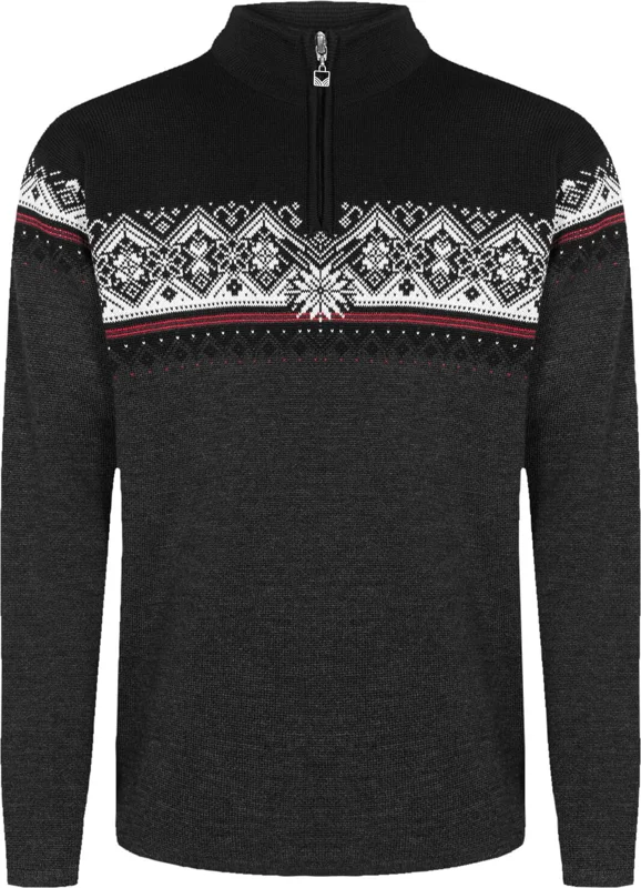 Moritz Sweater - Men's - Dark Charcoal - Raspberry - Black - Off White - L