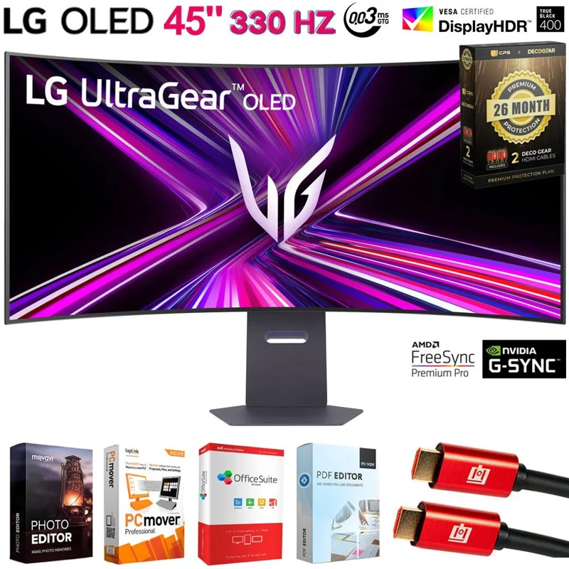 LG UltraGear 45" OLED 5K2K 330Hz Curved Gaming Monitor +26 Months Protection Bundle