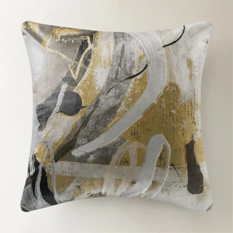 Brushstroke Metallic Print Velvet Pillow 22" x 22"