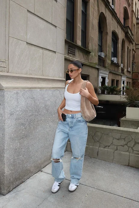 First Love Ripped Straight Leg Jeans - Light Wash