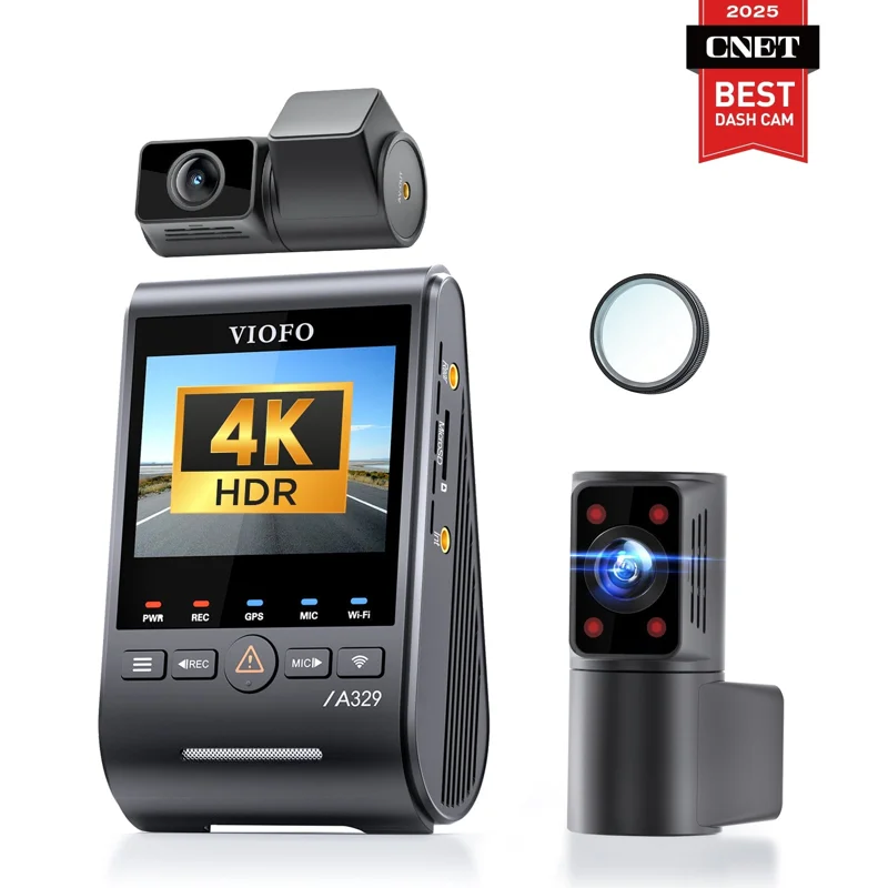 VIOFO A329S 3CH 4K Front + 2K Wide FOV Fisheye Cabin + 2K Rear Dash Cam with Sony STARVIS 2 Sensor and HDR