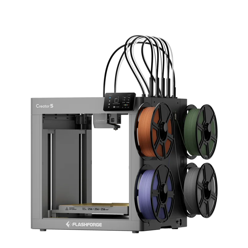 Flashforge Creator 5 4-Toolheads Multi-Color 3D Printer | 500% Faster, Zero Purge Waste - Creator 5